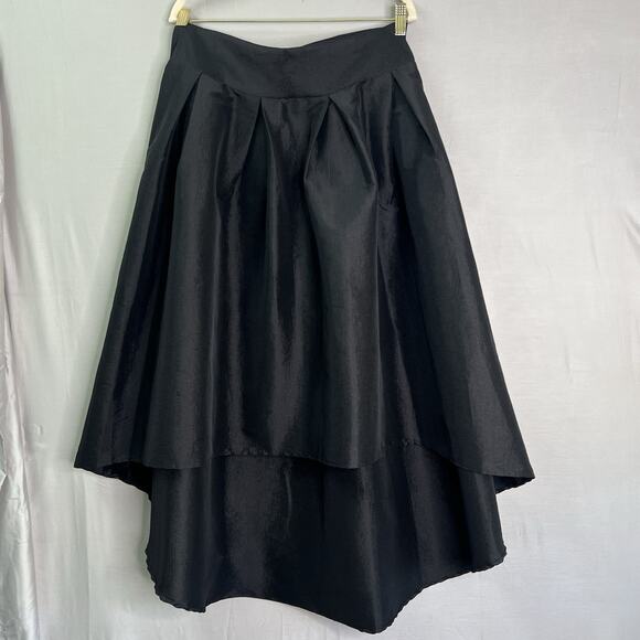 Best Cody Skirt Womens 2XL Black Midi Retro 1950's Swing Flared High Low Taffeta - Picture 1 of 13
